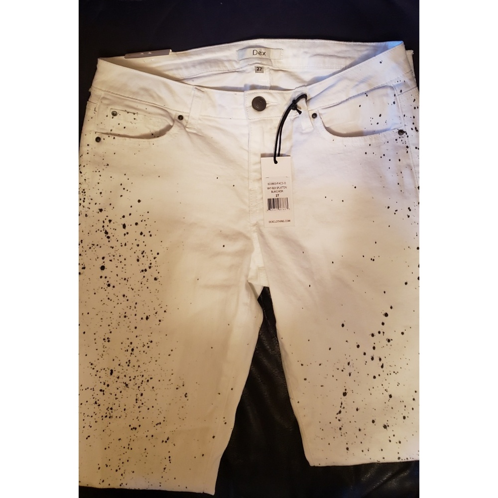 DEX WHITE & BLACK SPLATTER SKINNY JEANS 🆕 - Picture 7 of 8